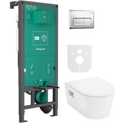 Set vas WC cu capac soft-close Hansgrohe EluPura Original S 60288450, cadru încastrat Hansgrohe iFrame universal 01022180, 66001000