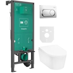 Set vas WC Hansgrohe EluPura S 60193450, cadru încastrat Hansgrohe iFrame universal 01022180, 60148450, 66002000