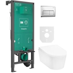 Set vas WC Hansgrohe EluPura S 60193450, cadru încastrat Hansgrohe iFrame universal 01022180, 60148450, 66001000