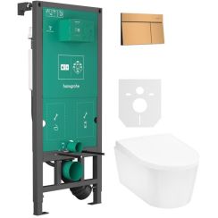 Set buton de spălare Hansgrohe Element E 66003140, vas WC Hansgrohe EluPura S 60193450, 01022180, 60148450