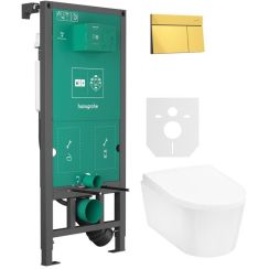 Set vas WC Hansgrohe EluPura S 60343450, buton de spălare Hansgrohe Element E 66003990, 01022180, 60148450