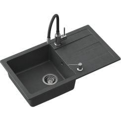 Quadron Ready Max chiuvetă cu robinet și dozator negru/oțel LA_TQ7744RMCZ