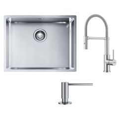 Set chiuveta din otel Franke Box 127.0453.660, baterie bucătărie Franke Smart Glenda 115.0747.475, 112.0717.084