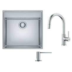 Set chiuveta din otel Franke Maris 127.0544.022, baterie bucătărie Franke Smart Glenda 115.0747.474, 112.0717.084