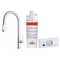 Set baterie bucătărie Franke Maris Slim Clear Water J Pull-Out 120.0730.870, filtru sub chiuvetă Franke Clear Water 133.0284.025