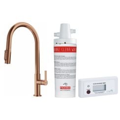 Set baterie bucătărie Franke Maris Slim Clear Water J Pull-Out 120.0736.602, filtru sub chiuvetă Franke Clear Water 133.0284.025