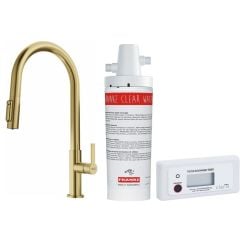 Set baterie bucătărie Franke Maris Slim Clear Water J Pull-Out 120.0736.601, filtru sub chiuvetă Franke Clear Water 133.0284.025