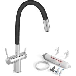 Set baterie pentru filtru apă Ferro Filtrata BFT41B, filtre sub chiuvetă cu set de cartușe Ferro Filtrata FFT4-ACAG-SET