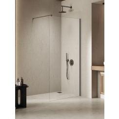 New Trendy Nesta Gunmetal Brushed perete cabină de duș walk-in 120 cm gunmetal periat/sticla transparentă K-1759