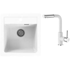 Set chiuvetă din granit Alveus Atrox 1131986, baterie bucătărie Alveus Siros 1129046