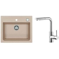 Set chiuvetă din granit Alveus Atrox 1131993, baterie bucătărie Alveus Siros 1129047