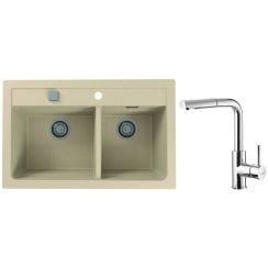 Set chiuvetă din granit Alveus Atrox 1131999, baterie bucătărie Alveus Siros 1129047
