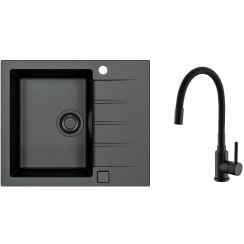 Set chiuvetă din granit Alveus Cadit 1148158, baterie bucătărie Alveus Flexa 1147056