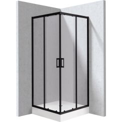 Deante Funkia Evo cabină cu cădiță 80x80 cm pătrat negru mat/sticlă transparentă KYC_ZN088P