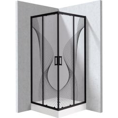 Deante Funkia Evo cabină cu cădiță 80x80 cm pătrat negru mat/sticlă cu model KYC_ZNB88P