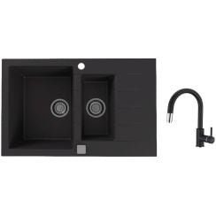 Set chiuvetă din granit Alveus Cadit 1131361, baterie bucătărie Alveus Delos 1129022