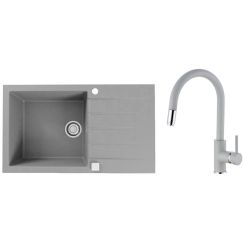 Set chiuvetă din granit Alveus Cadit 1132030, baterie bucătărie Alveus Delos 1129019
