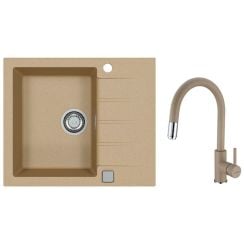 Set chiuvetă din granit Alveus Cadit 1132019, baterie bucătărie Alveus Delos 1129020