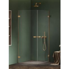 New Trendy Oxia Gold Brushed cabină de duș 90x90 cm auriu periat/sticlă transparentă AXJ-0602
