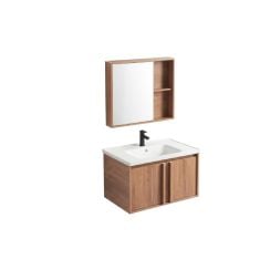 Rea Gama lavoar cu dulap și oglindă 80 cm maro REA-M0212