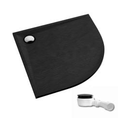 Schedpol Etrusco Black Stone cădiță de duș semirotundă 90x90 cm negru 3.464/C/ST