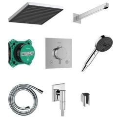Hansgrohe Pulsify E set de duș ascuns cu termostat cu duș de ploaie crom 24625000