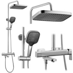 Rea Arlo set de duș perete cu duș de ploaie oţel REA-P7340