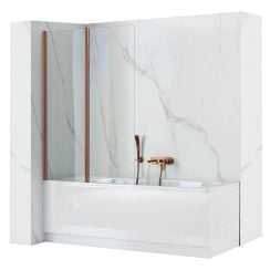 Rea Agat paravan cadă 80 cm două piese cupru periat/sticlă transparentă REA-W5696