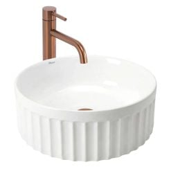 Rea Duo lavoar 38x38 cm rotund de blat alb luciu REA-U3602