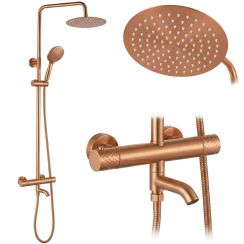 Rea Lungo set cadă și duș perete cu termostat cu duș de ploaie cupru REA-P5964