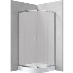 Deante Funkia cabină cu cădiță 90x90 cm semicircular crom luciu/sticlă transparentă KYPZ651K