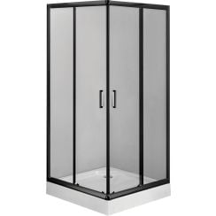 Deante Funkia cabină cu cădiță 90x90 cm pătrat negru mat/sticlă transparentă KDDZN41K