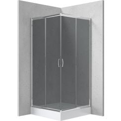 Deante Funkia cabină cu cădiță 90x90 cm pătrat crom luciu/sticla gri KYCZ441K