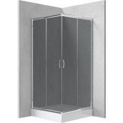 Deante Funkia cabină cu cădiță 80x80 cm pătrat crom luciu/sticla gri KYCZ442K
