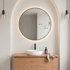 Baltica Design Aluma oglindă 70x70 cm rotund cu iluminare negru 5904107933870