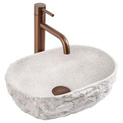 Rea Evora lavoar 37.5x25.5 cm ovale de blat gri/piatră-maro/bej mat REA-U3225