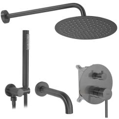 Rea Lungo set cadă și duș ascuns cu duș de ploaie grafit REA-P6380