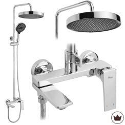 Rea Prime set cadă și duș perete cu duș de ploaie crom REA-P6737