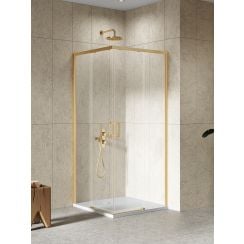 New Trendy Prime cabină de duș 90x80 cm dreptunghiular auriu periat/sticlă transparentă D-0782A/D-0781A