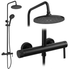 Rea Rivo set de duș perete cu duș de ploaie negru REA-P9499
