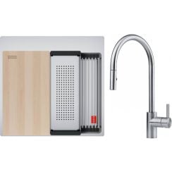 Set chiuveta din otel Franke Box 127.0749.856, baterie bucătărie Franke Eos 115.0590.045