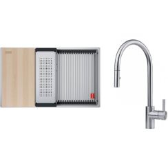Set chiuveta din otel Franke Box 127.0749.859, baterie bucătărie Franke Eos 115.0590.045