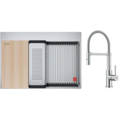 Set chiuveta din otel Franke Box 127.0749.857, baterie bucătărie Franke Smart Glenda 115.0747.475