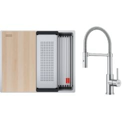 Set chiuveta din otel Franke Box 127.0749.858, baterie bucătărie Franke Smart Glenda 115.0747.475