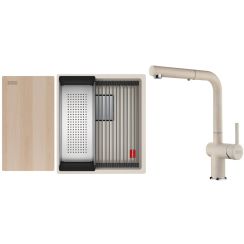 Set chiuvetă din granit Franke Kanon 125.0749.646, baterie bucătărie Franke Active 115.0653.388