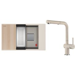 Set chiuvetă din granit Franke Kanon 125.0749.666, baterie bucătărie Franke Active 115.0653.388