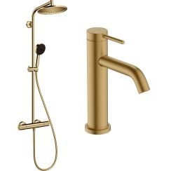 Hansgrohe Crometta set de baie perete cu termostat cu duș de ploaie auriu 88002389