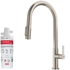 Set baterie bucătărie Franke Maris Slim Clear Water J Pull-Out 120.0736.604, filtru sub chiuvetă Franke Pro M Connect 150.0752.886
