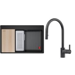 Set chiuvetă din granit Franke Kanon 114.0749.640, baterie bucătărie Franke Eos 115.0613.671