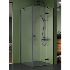 New Trendy Kalibra Black cabină de duș 90x80 cm dreptunghiular negru mat/sticlă transparentă K-5066